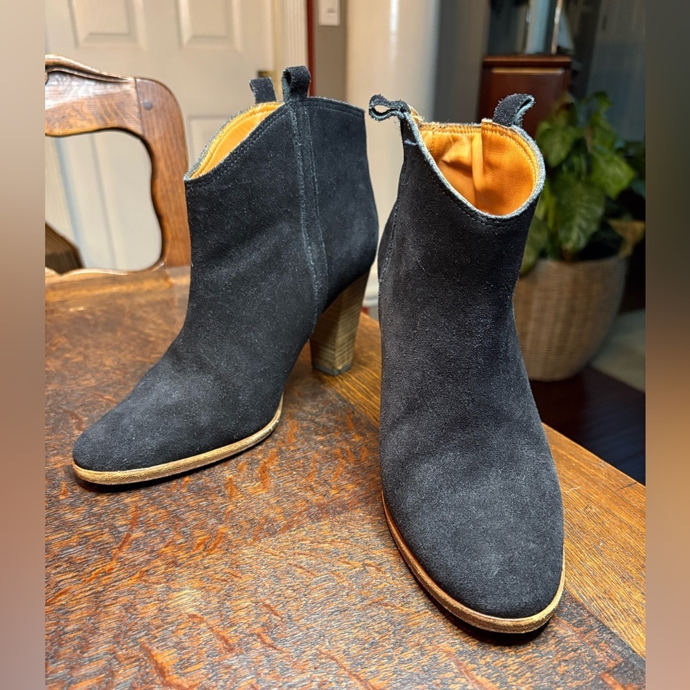 Isabel Marant Black Suede Western Ankle Boots Size 38